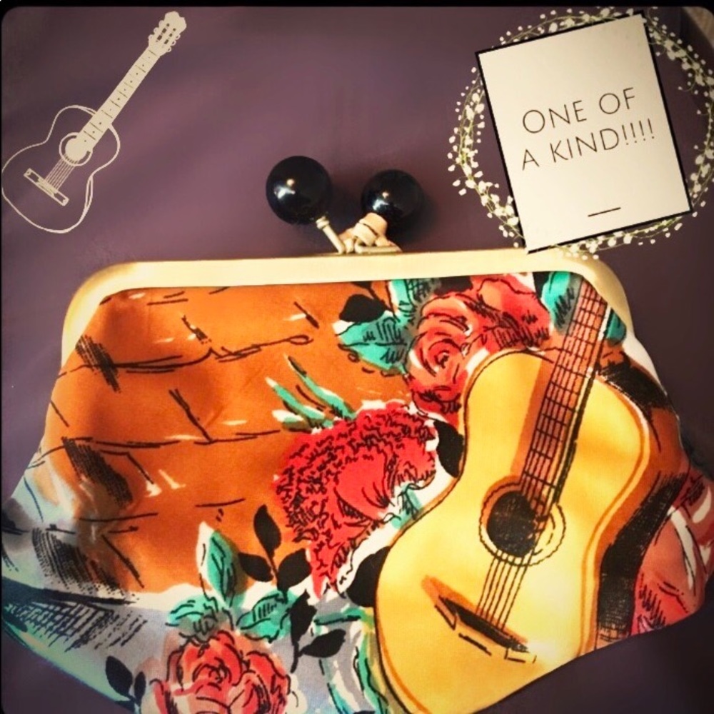 Vintage clutch purse- made w/ vintage scarves NWT